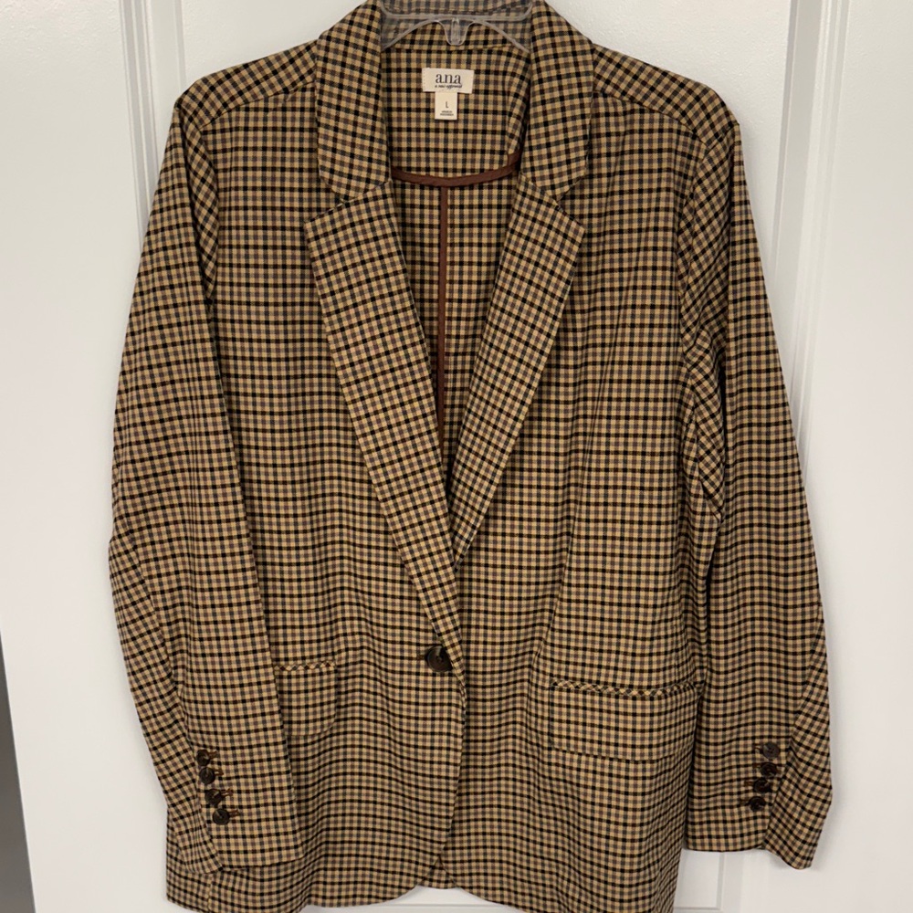 A.n.a. Checkered Brown & Tan Blazer